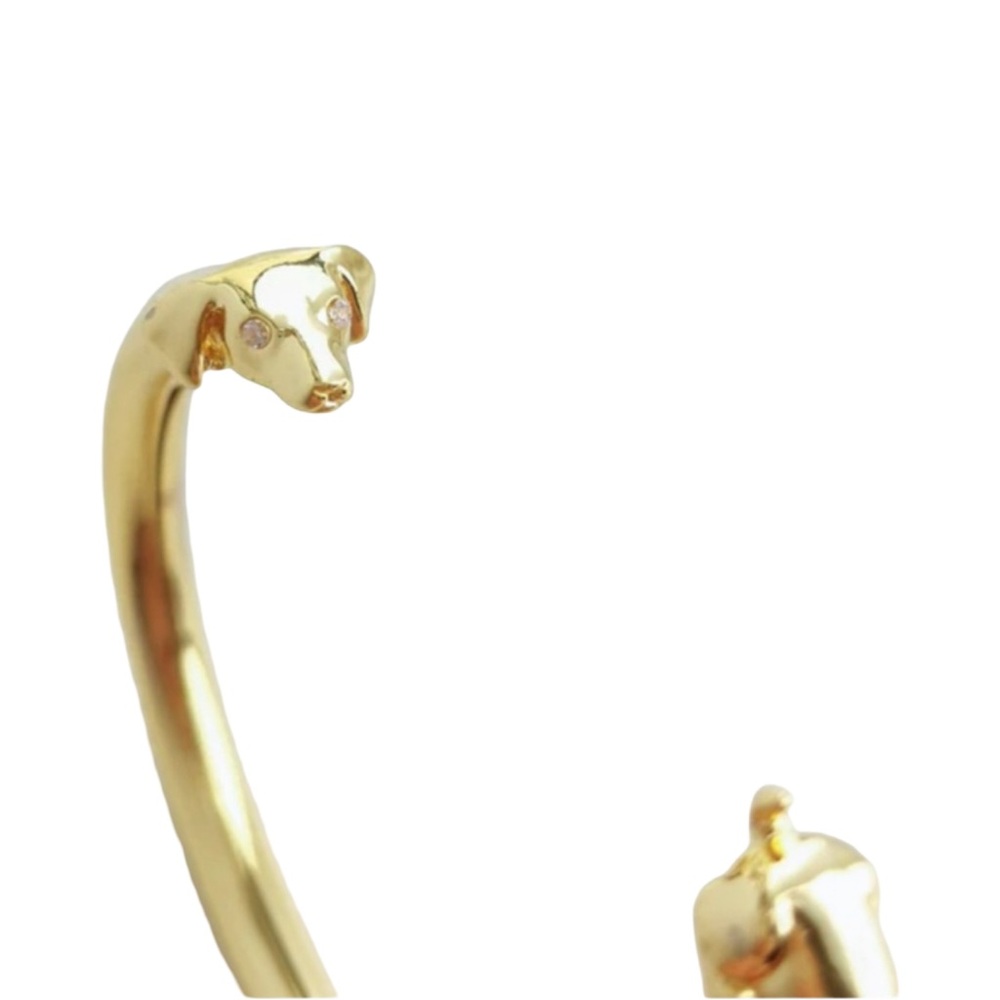 KATE SPADE • Hot Dog Dachshund Flex Cuff Gold Bracelet - Picture 3 of 6